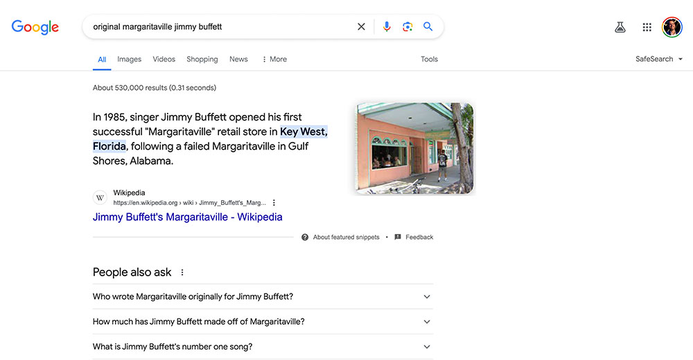 Margaritaville SERP.